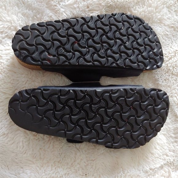 Birkenstock 2 strap black leather 38 approx 7-9 womens - Picture 11 of 12